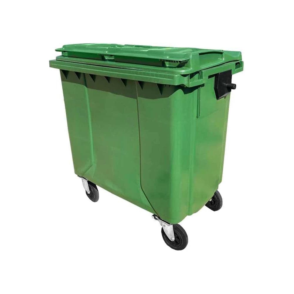 Контейнер Razak plast пластик, зелёный, R, 770 л., без логотипа, крышка плоская, зелёная, на колёсах 1811935187396