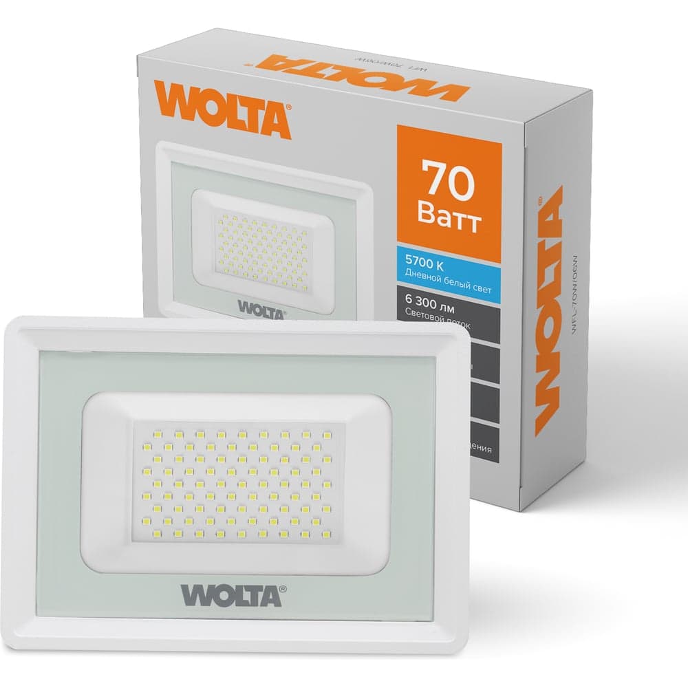 Светодиодный прожектор Wolta 70Вт 5700К IP65 6300лм белый WFL-70W/06W