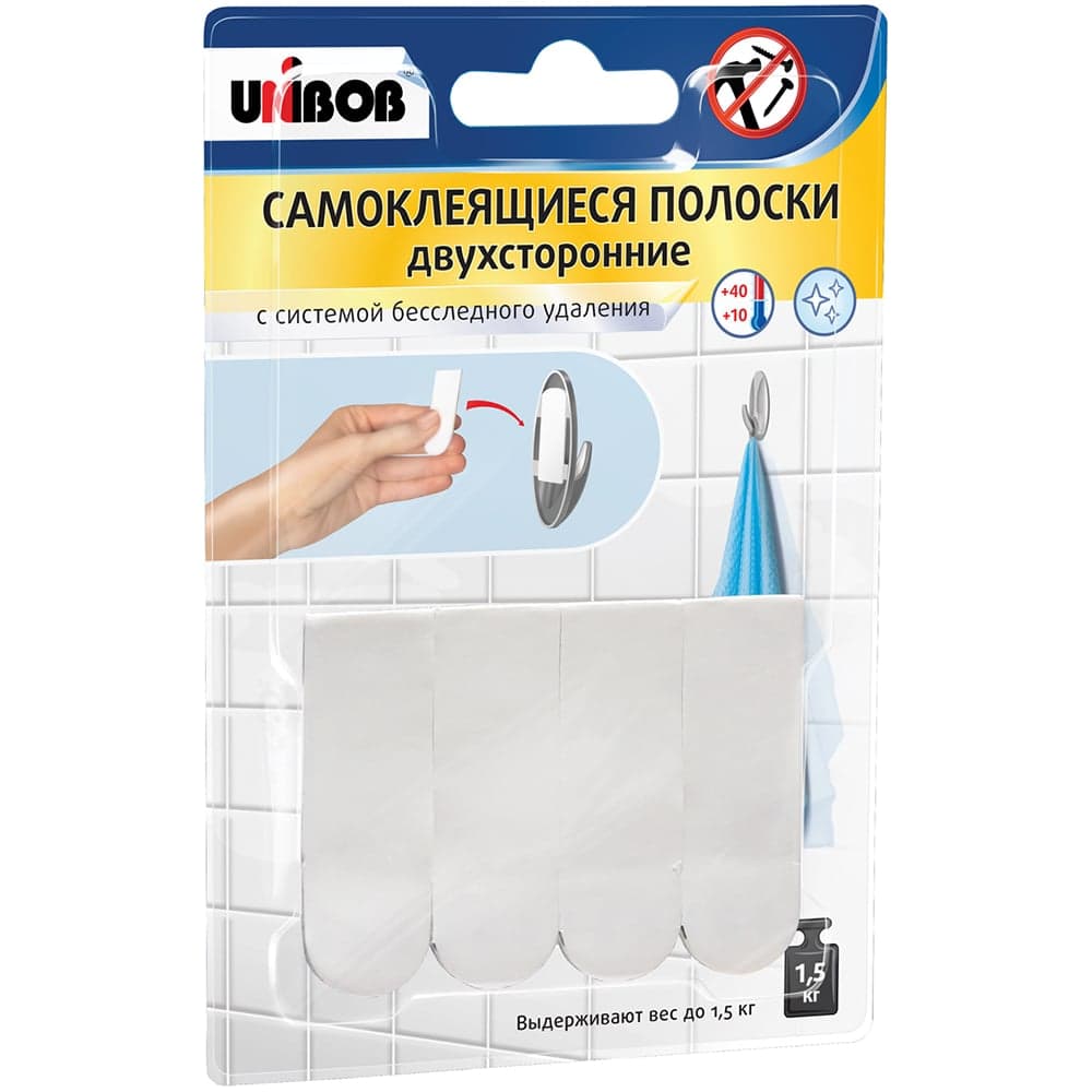 Двусторонние самоклеящиеся полоски Unibob белые, упак. 4 шт. 215022