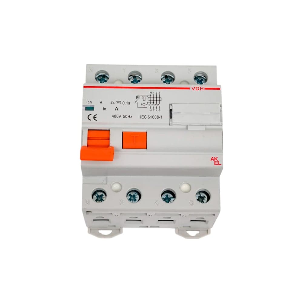 Устройство защитного отключения AKEL УЗО-VDH-4P-25A-300mA-ТипAC 4P/25A/AC/230VAC/300mA/10kA 400671
