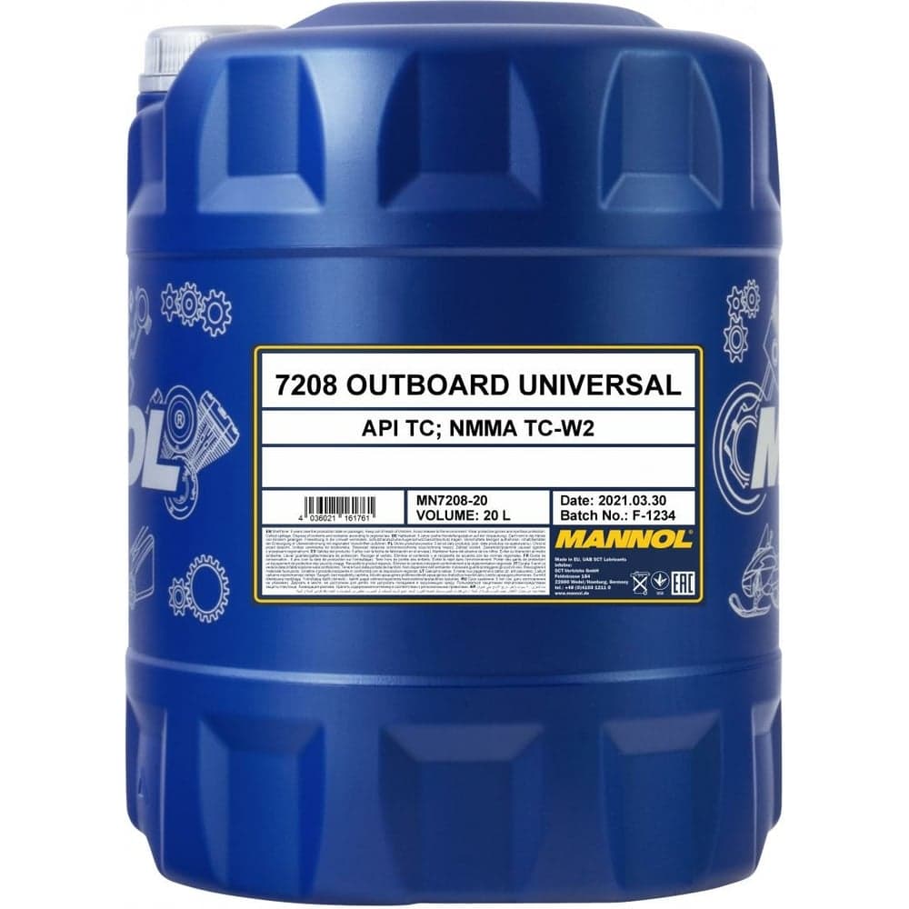 Минеральное моторное масло MANNOL OUTBOARD UNIVERSAL 2Т, 20 л 1451