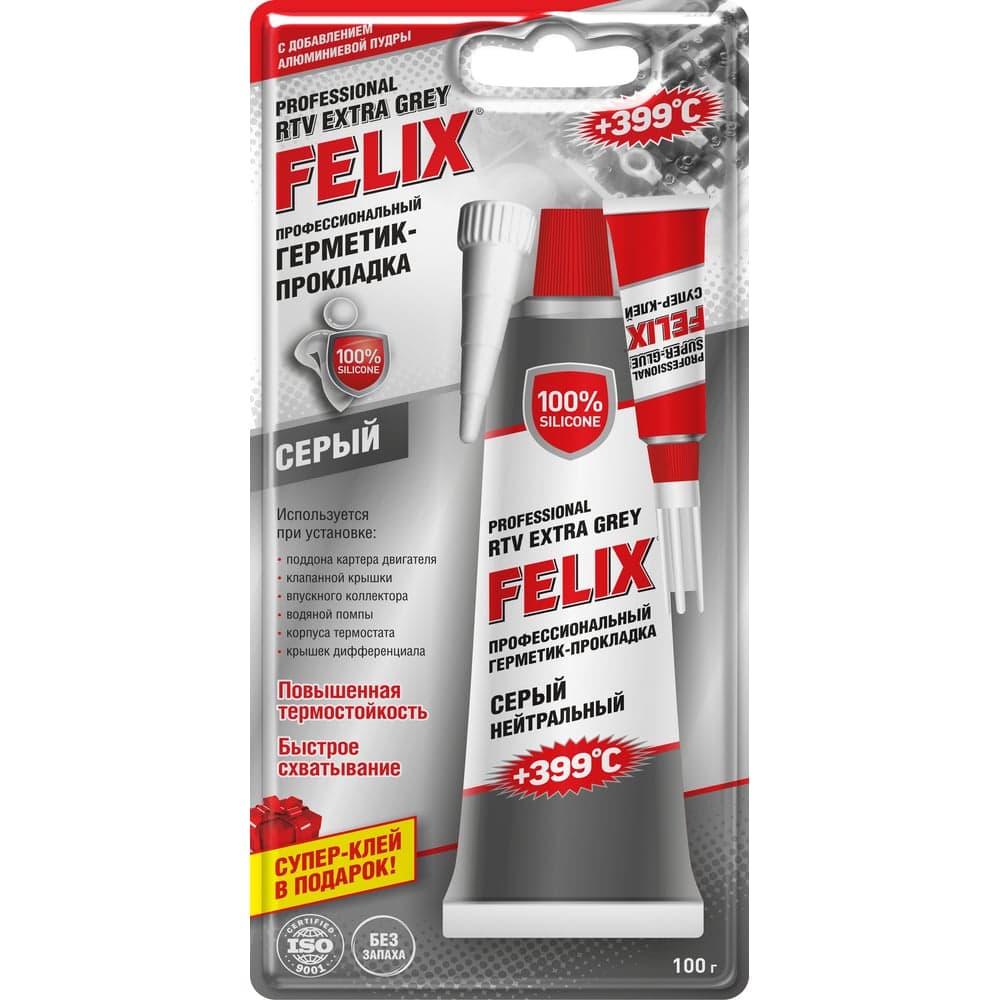 Герметик-прокладка FELIX (силиконовый; серый; 100 г) 411040110