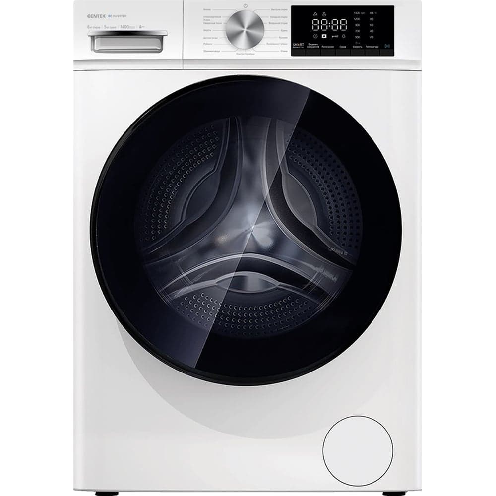 Стиральная машина Centek белый, 1400 / 8кг / 52см / 16пр /Дисплей/ INVERTER /Сушка 5кг/A+++ CT-1953