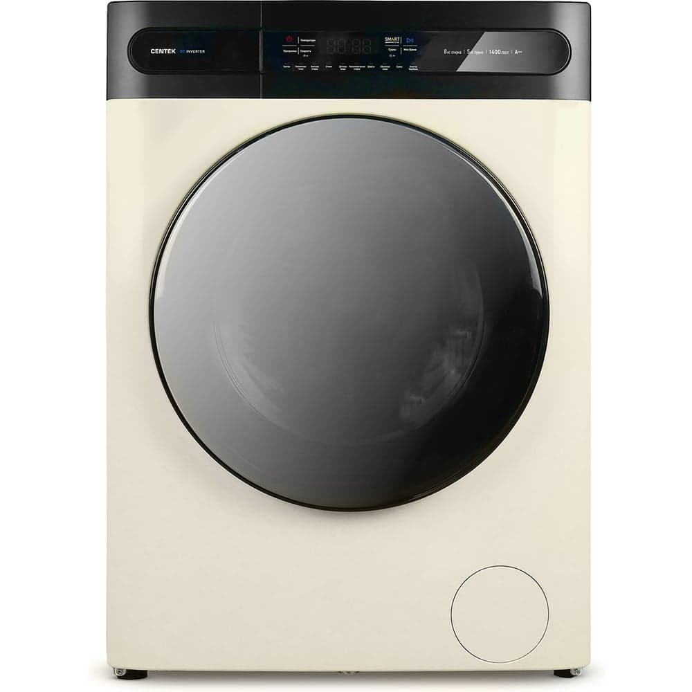 Стиральная машина Centek бежевый, 1400 / 8кг / 52см / 11пр /Дисплей/INVERTER/Сушка 5кг/A+++ CT-1958