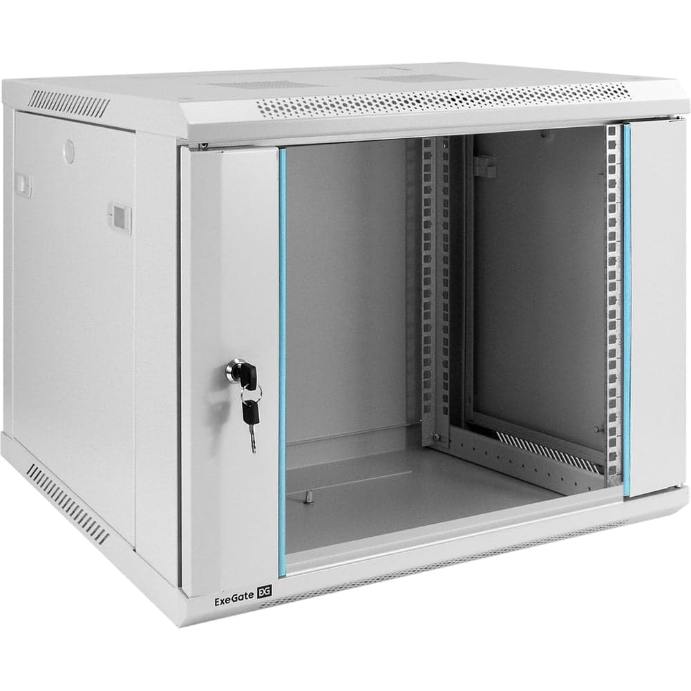 Шкаф телекоммуникационный ExeGate 19 настенный 9U EC-WM-9U.450.G.GREY 19”, 9U, 600x450x500mm ШхГхВ , передняя дверь закаленное стекло, съемные боковые панели 298601