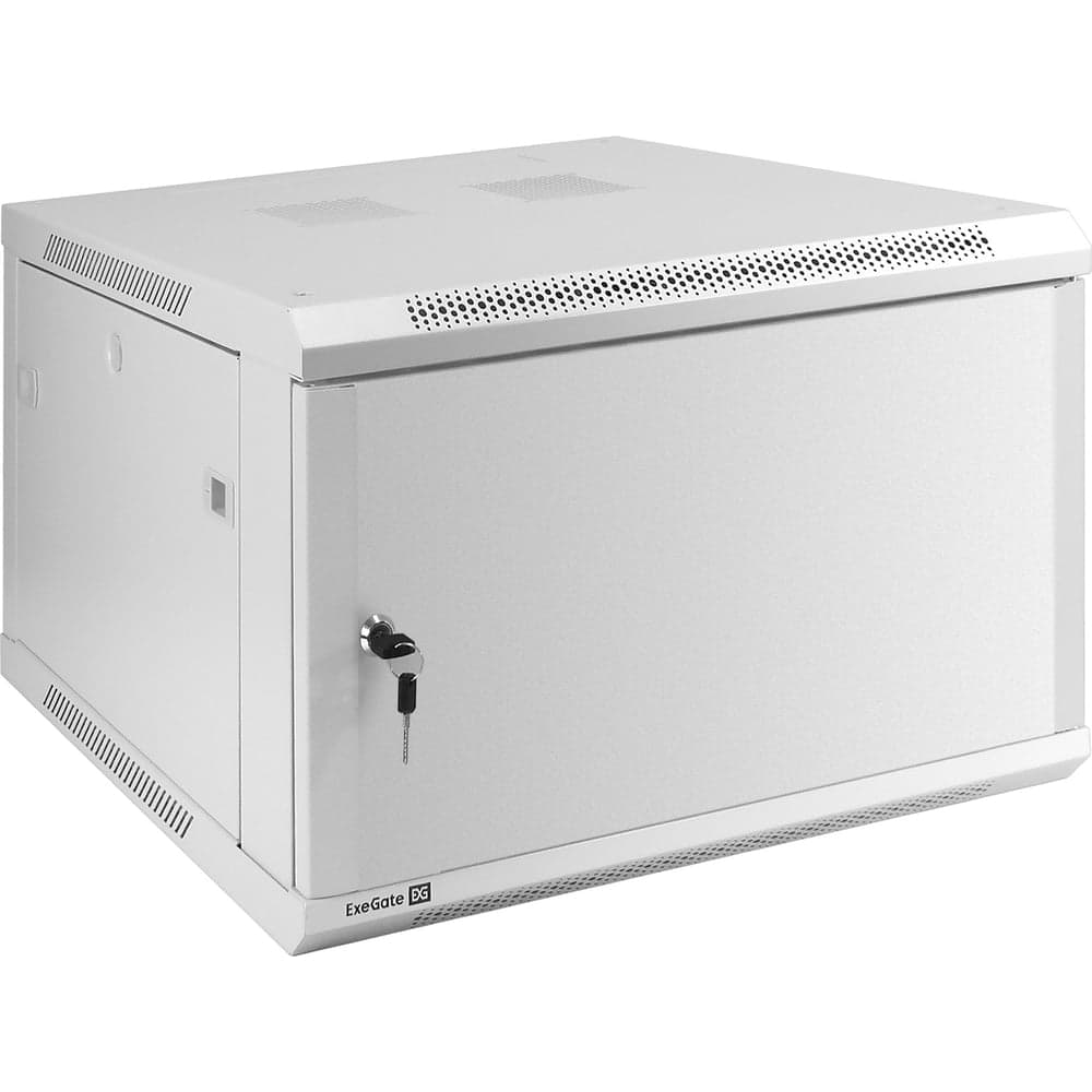 Шкаф телекоммуникационный ExeGate 19 настенный 6U EC-WM-6U.600.M.GREY 19”, 6U, 600x600x370mm ШхГхВ, передняя дверь металл, съемные боковые панели 298612
