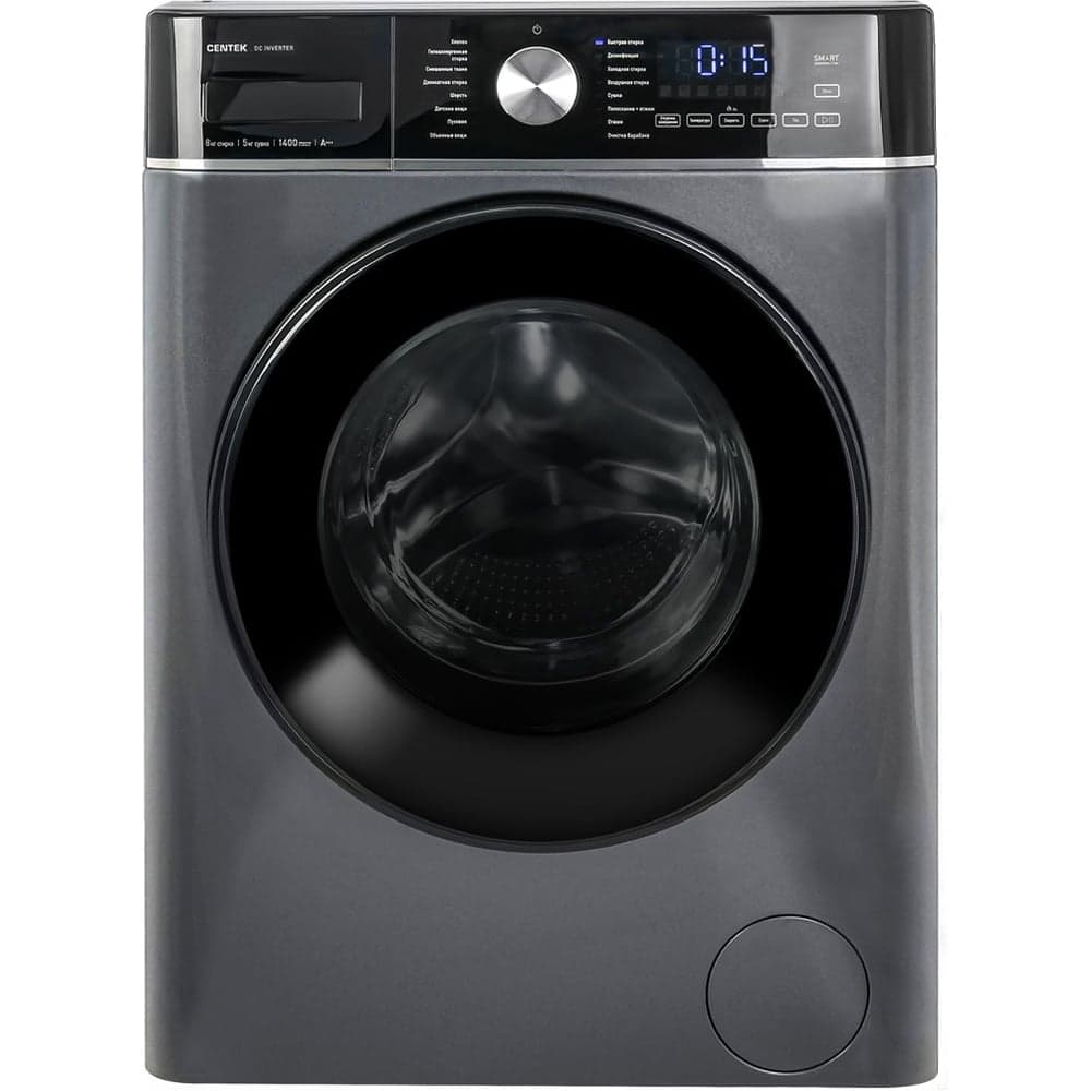 Стиральная машина Centek серый, 1400 / 8кг / 52см / 17пр /Диспл/INVERTER/Сушка 5кг/Пар/A+++ CT-1956
