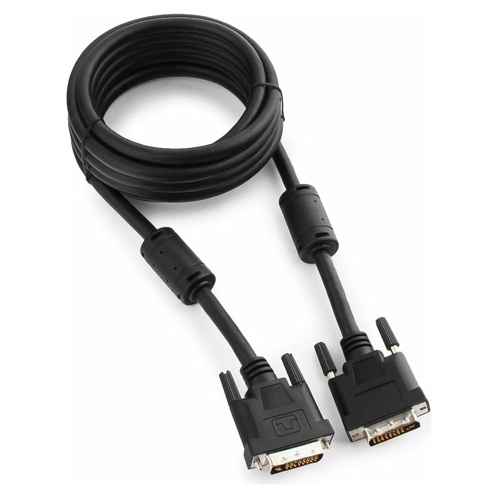 Кабель Cablexpert DVI-D dual link, 25M/25M, экран, феррит.кольца, медь, 3м, черный, пакет, CC-DVI2-BK-10