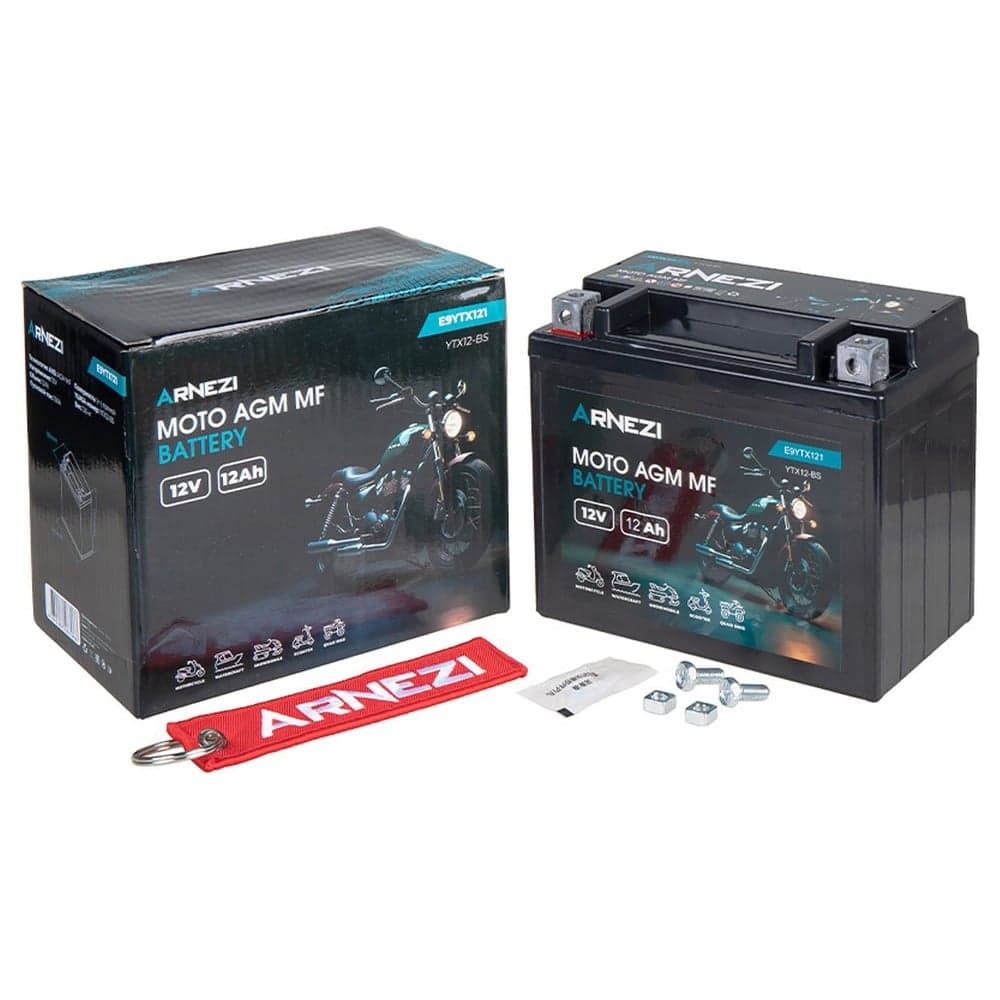 Аккумулятор мото AGM 12 А/ч прямой L+ 150x86x130 EN 150 А Arnezi E9YTX121