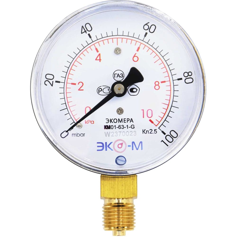 Манометр ЭКО-М Экомера КМ-63мм 0...10кПа M12*1.5 КМ-63-M-10кПа