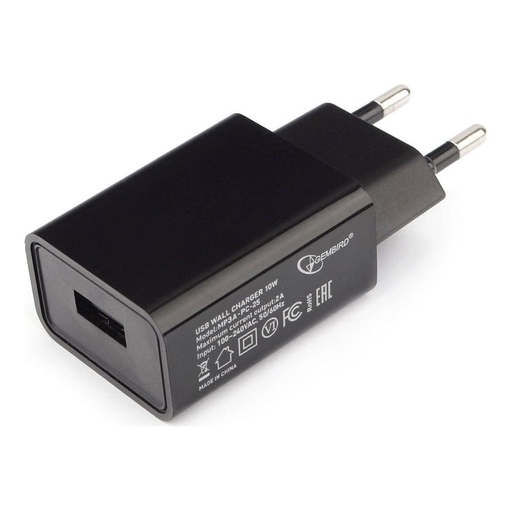 Адаптер питания Cablexpert 100/220V - 5V USB 1 порт, 2A, черный MP3A-PC-25