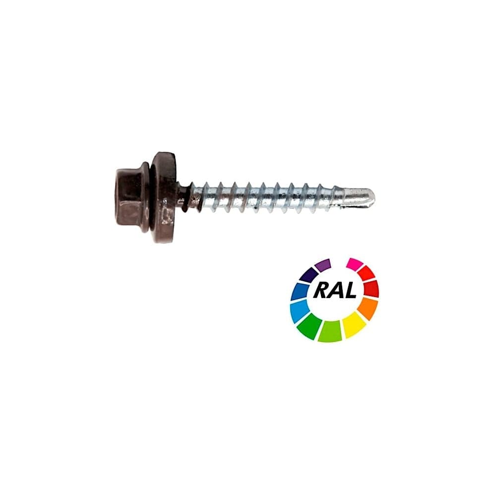 Саморез кровельный STALMAX LSR-W 4,8х70 (RAL 3005 (Винно-красный)) сверло №2 для дер. обреш. с EPDM шайбой (арт. 10285) оц. сталь (уп. 100 шт) 10285-023