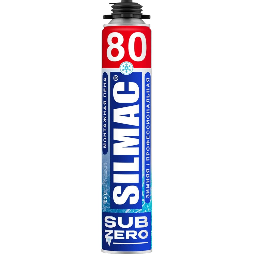 Монтажная пена зимняя профессиональная SILMAC SUBZERO 80л, 1000 мл (-25С +30C) PF-0040/497/503