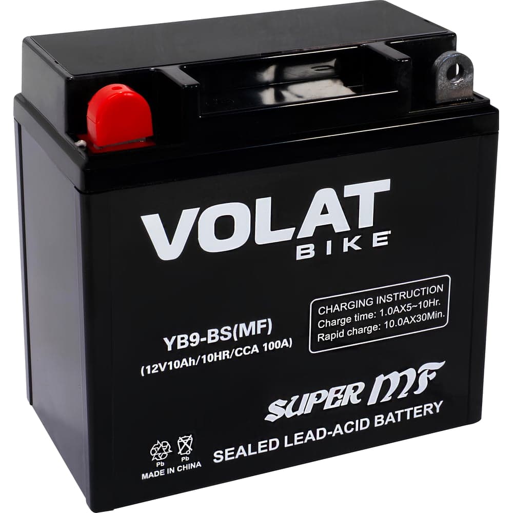 Мотоаккумулятор VOLAT 12V 10Ah YB9-BS(MF) L+, для мотоцикла, скутера, гидроцикла, квадроцикла, снегохода и генератора 135x75x139 YB9-BS(MF) YB9-BS(MF)Volat