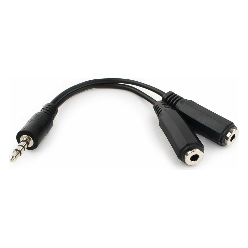 Кабель Cablexpert разветвитель аудио сигнала Jack 3.5(M) 3pin/2xJack 3.5(F), 10см, черный, пакет CCA-415-0.1M