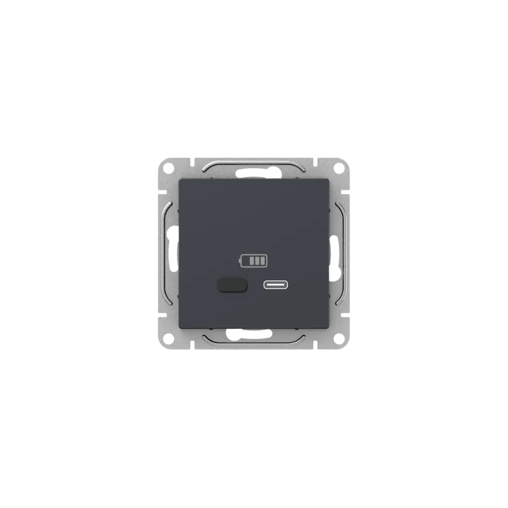 Механизм розетки EKF USB-С, быстрая, графит Эпика UP1-SOG-USBCF