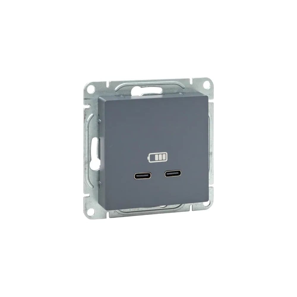 Механизм розетки EKF USB-C - 2шт, графит Эпика UP1-SOG-2USBC