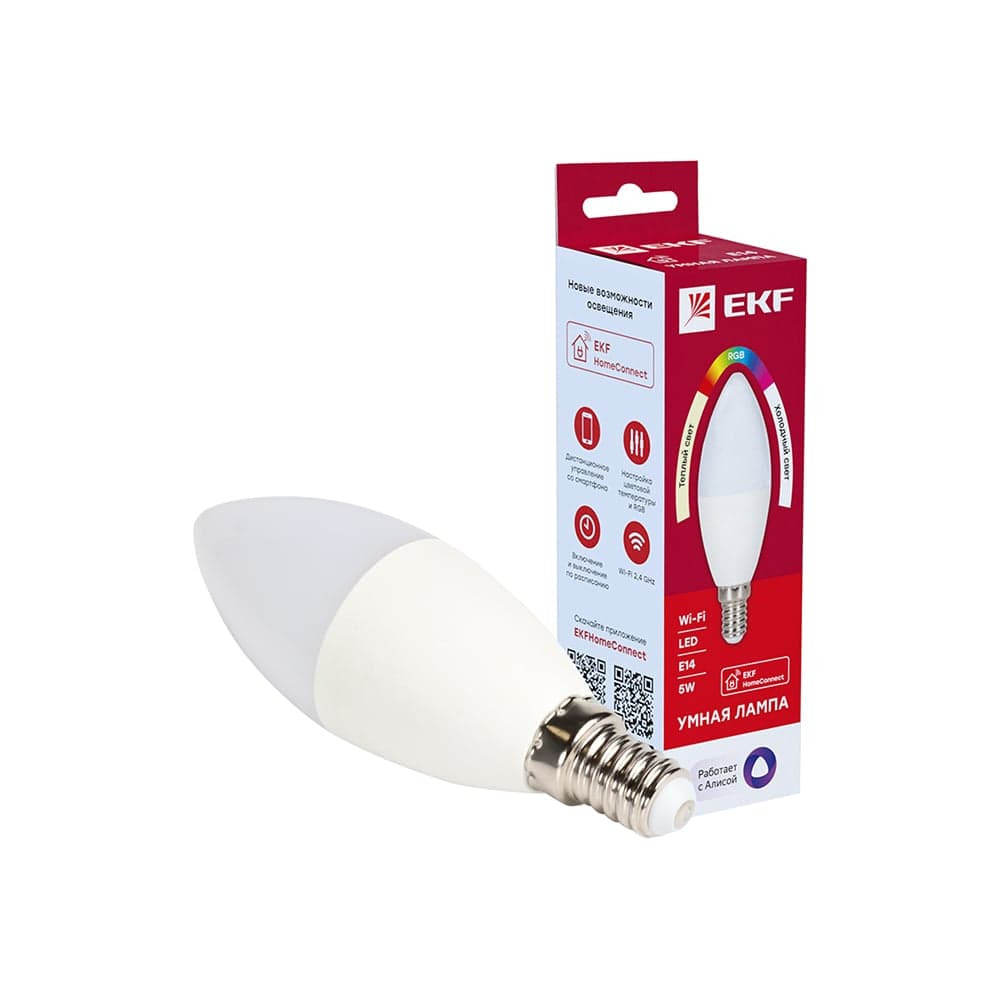 Умная лампа EKF Connect 5W WIFI RGBW E14 slwf-e14-rgbw