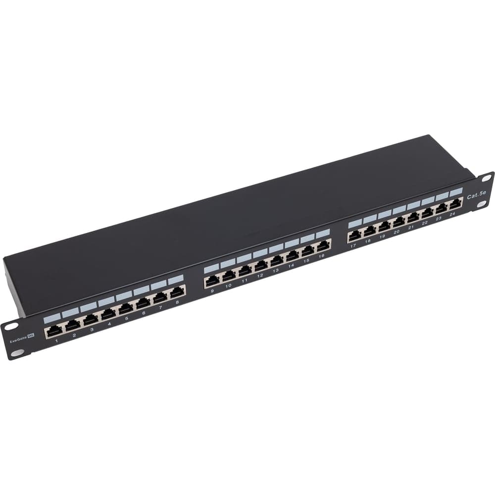 Патч-панель ExeGate EPP3-19-24-8P8C-C5e-SH-110D 19 FTP 24 port cat 5e dual IDC 1U RoHS Black 281083