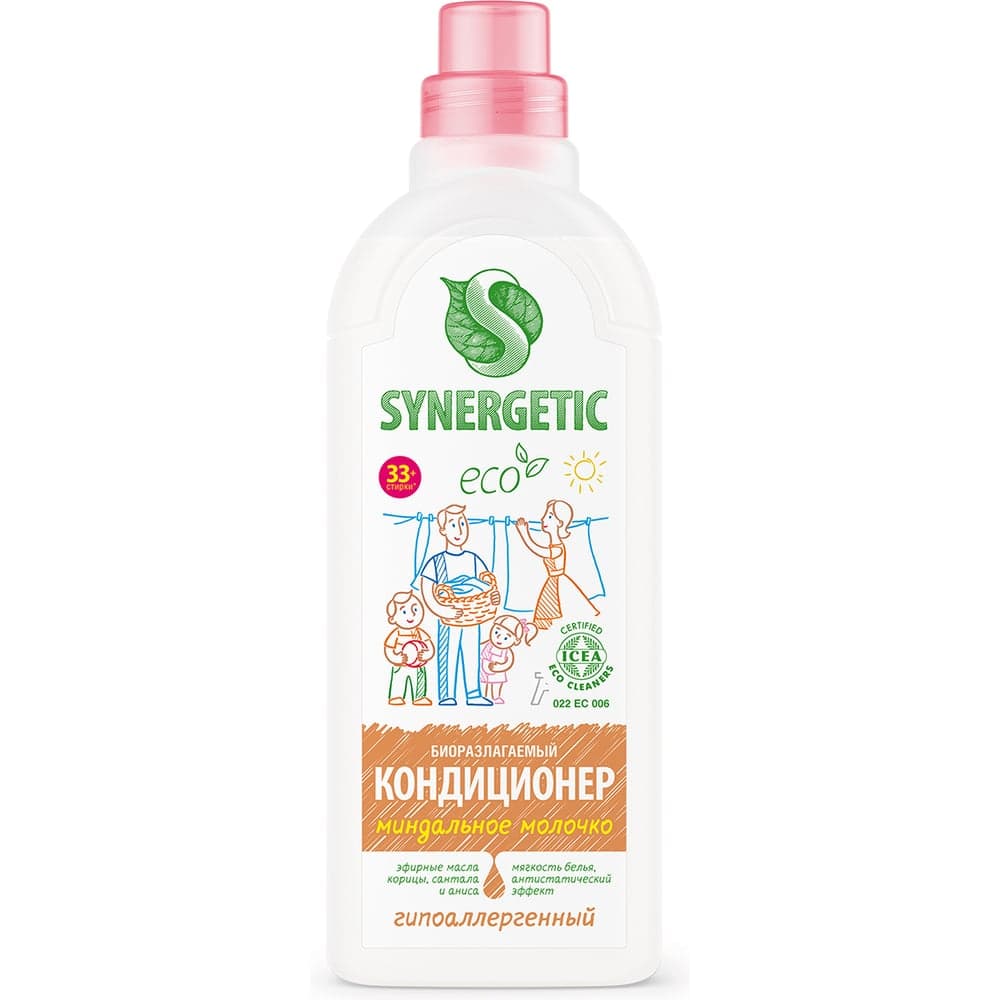 Кондиционер для белья SYNERGETIC МИНДАЛЬНОЕ МОЛОЧКО 1 л 4623721671432  110101/8