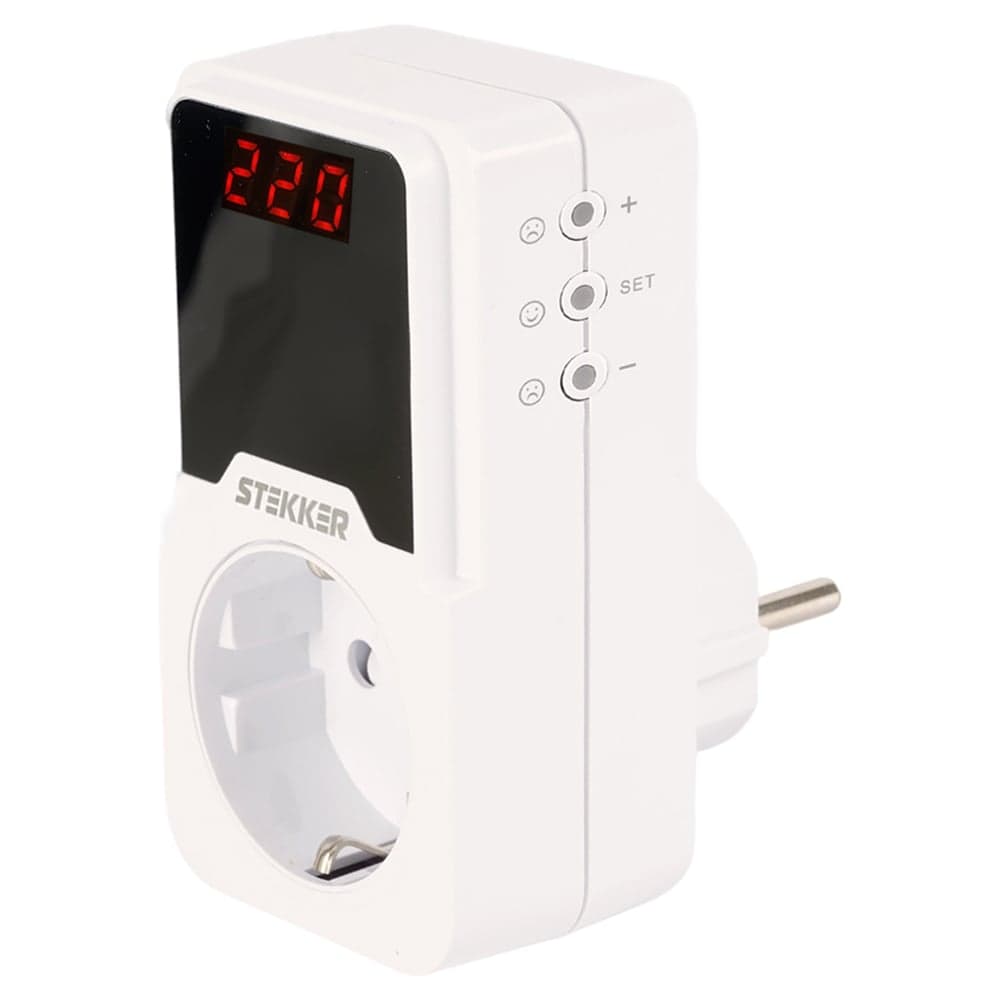 Реле напряжения для розетки STEKKER VPR-200W, 230В, 16A, белый 50689