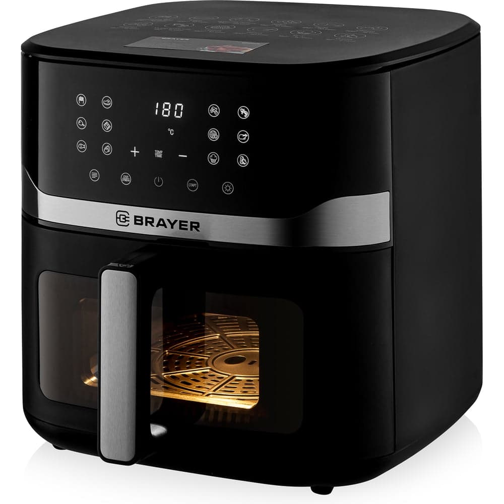 Аэрогриль BRAYER 2040BR, 2300 Вт, 10 л, t. 200°C, съемная решетка, таймер, LCD-дисплей, 12 программ BR2040