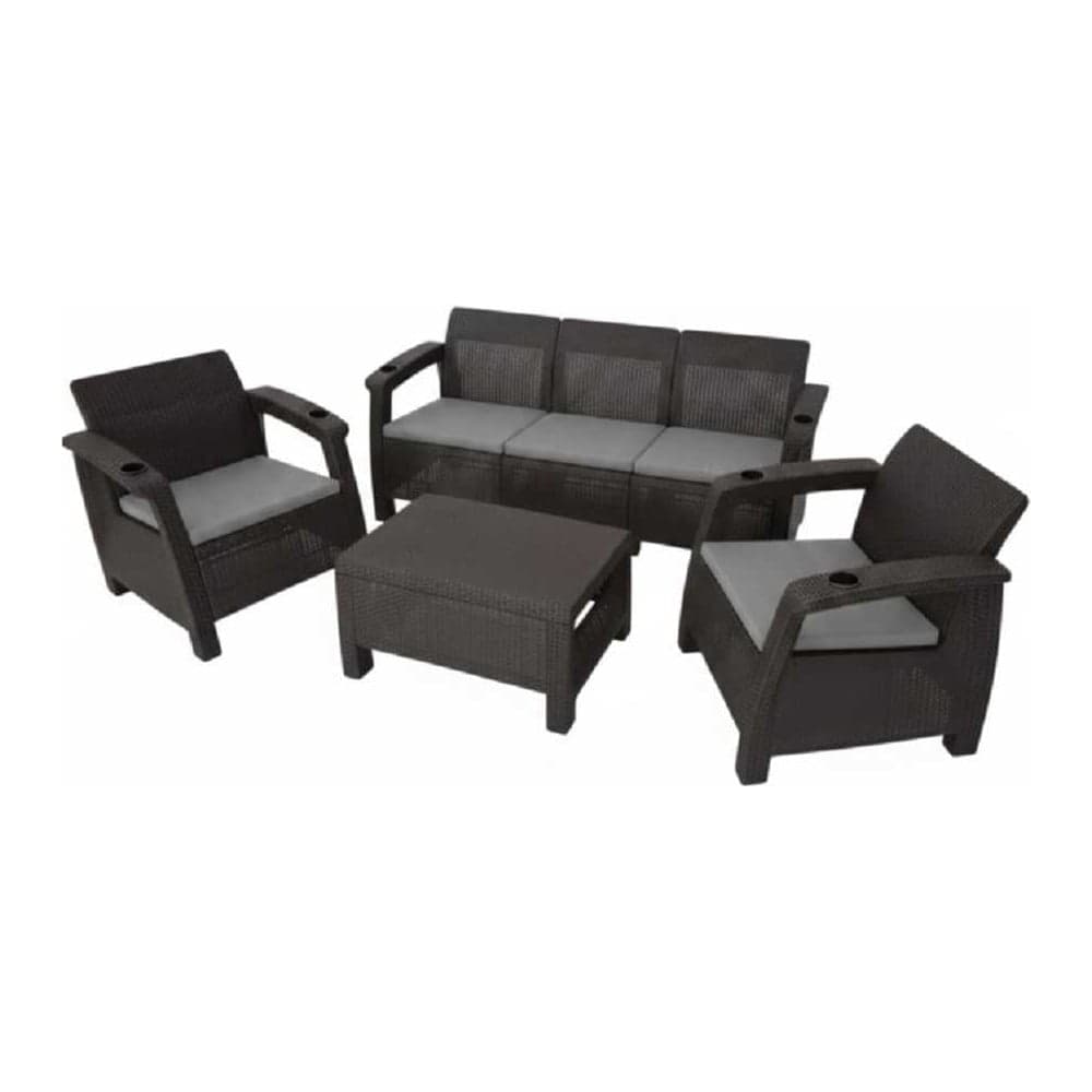 Комплект садовой мебели Set 3+1+1+кофейный столик+подушки серого цвета HOMLYGREEN ARD259203