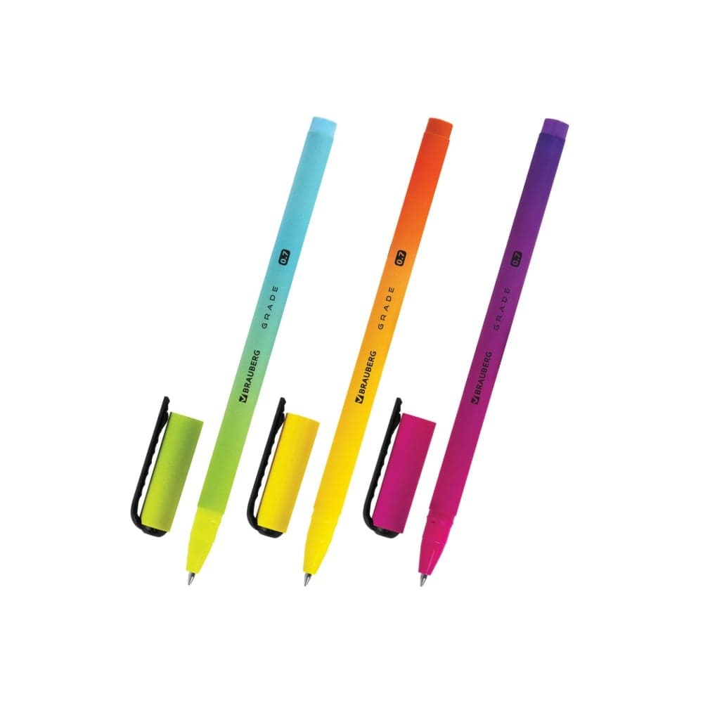 Ручка шариковая BRAUBERG GRADE, СИНЯЯ, корпус soft-touch, узел 0,7мм, линия 0,35мм, КОМПЛЕКТ 36 шт., 144207