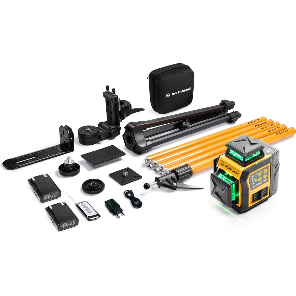Комплект профессионального лазерного уровня INSTRUMAX LINEPRO 3D BAZA Set+многофункциональная штатив-штанга ACULA STAND 3800 MAXIMUM SET (2АКБ) IM0208_К2
