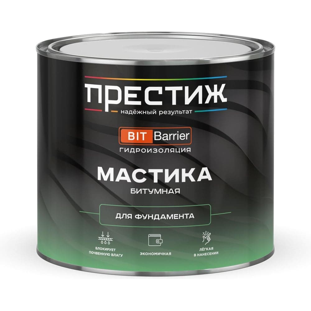 Мастика битумная Престиж для фундамента, черная, 2 кг 281284