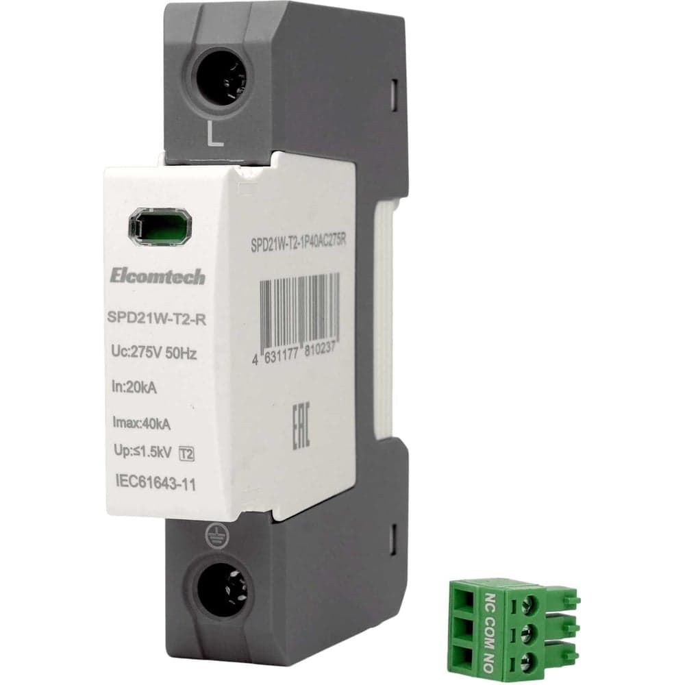 Устройство защиты импульсных перенапряжений ELCOMTECH T2 1P 40kA 275V SPD21W-T2-1P40AC275R УТ-00039153