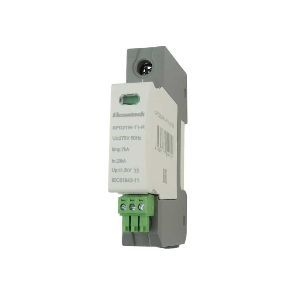 Устройство защиты импульсных перенапряжений ELCOMTECH T1 1P 50kA 275V SPD21W-T1-1P7AC275 УТ-00039104