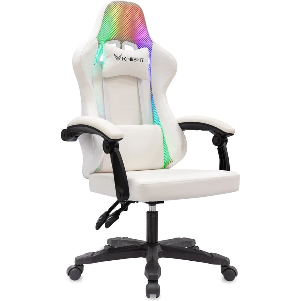 Кресло игровое Бюрократ Knight Wolf RGB белый экокожа/сетка с подголов. крестов. пластик 2102880