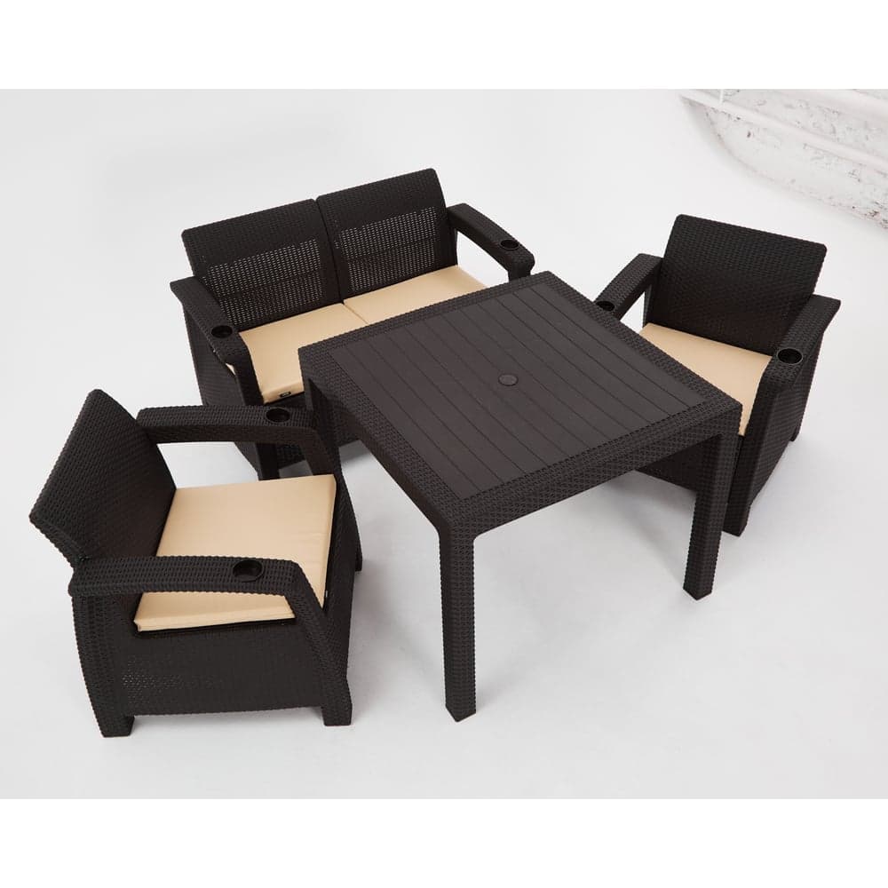 Комплект садовой мебели Set 2+1+1+стол 94х94х74 см+подушки бежевого цвета HOMLYGREEN ARD258561