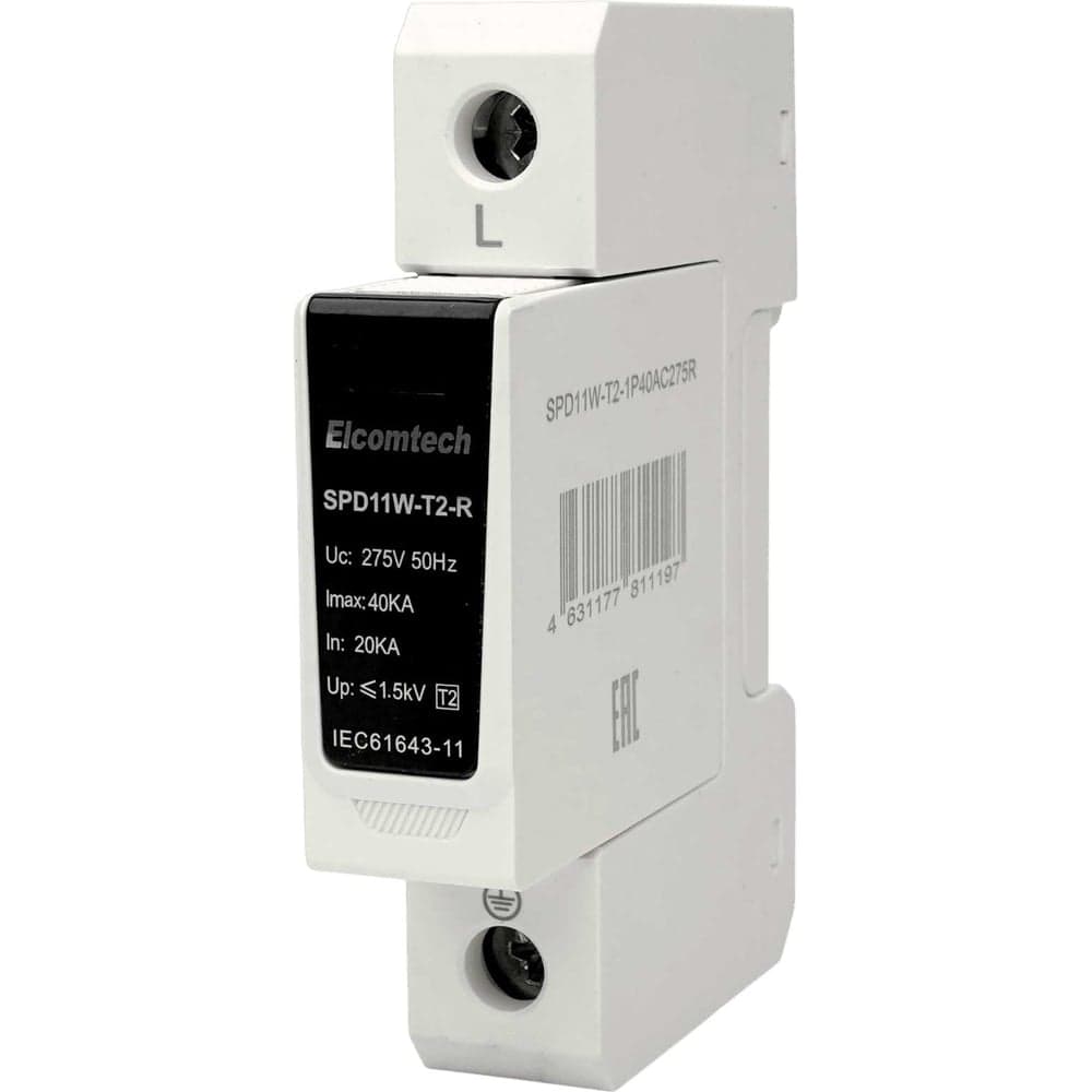 Устройство защиты импульсных перенапряжений ELCOMTECH T2 1P 40kA 275V SPD11W-T2-1P40AC275R УТ-00039249