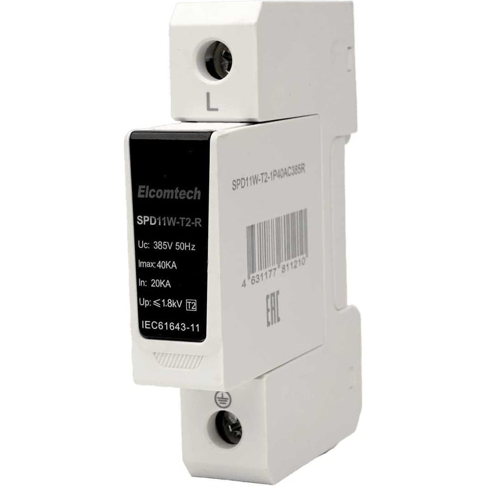 Устройство защиты импульсных перенапряжений ELCOMTECH T2 1P 40kA 385V SPD11W-T2-1P40AC385R УТ-00039251