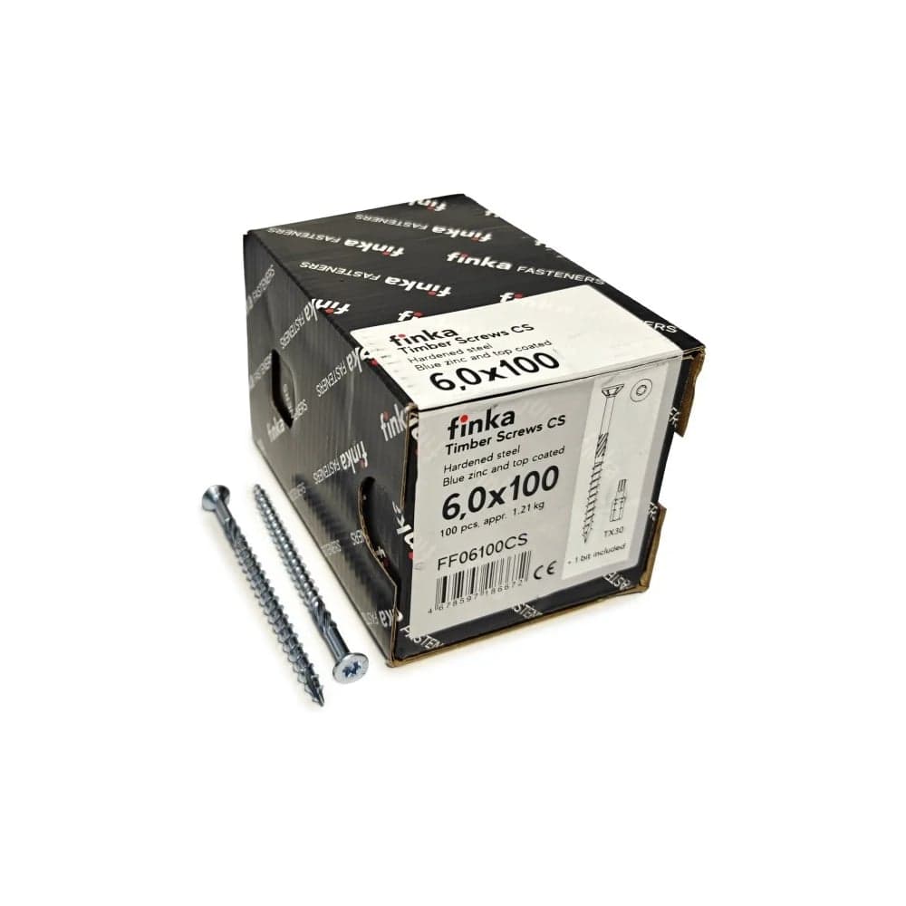 Шурупы конструкционные Finka Timber Screws CS 6,0x100 TX30 (Голубой цинк, потай, 100шт) FF06100CS
