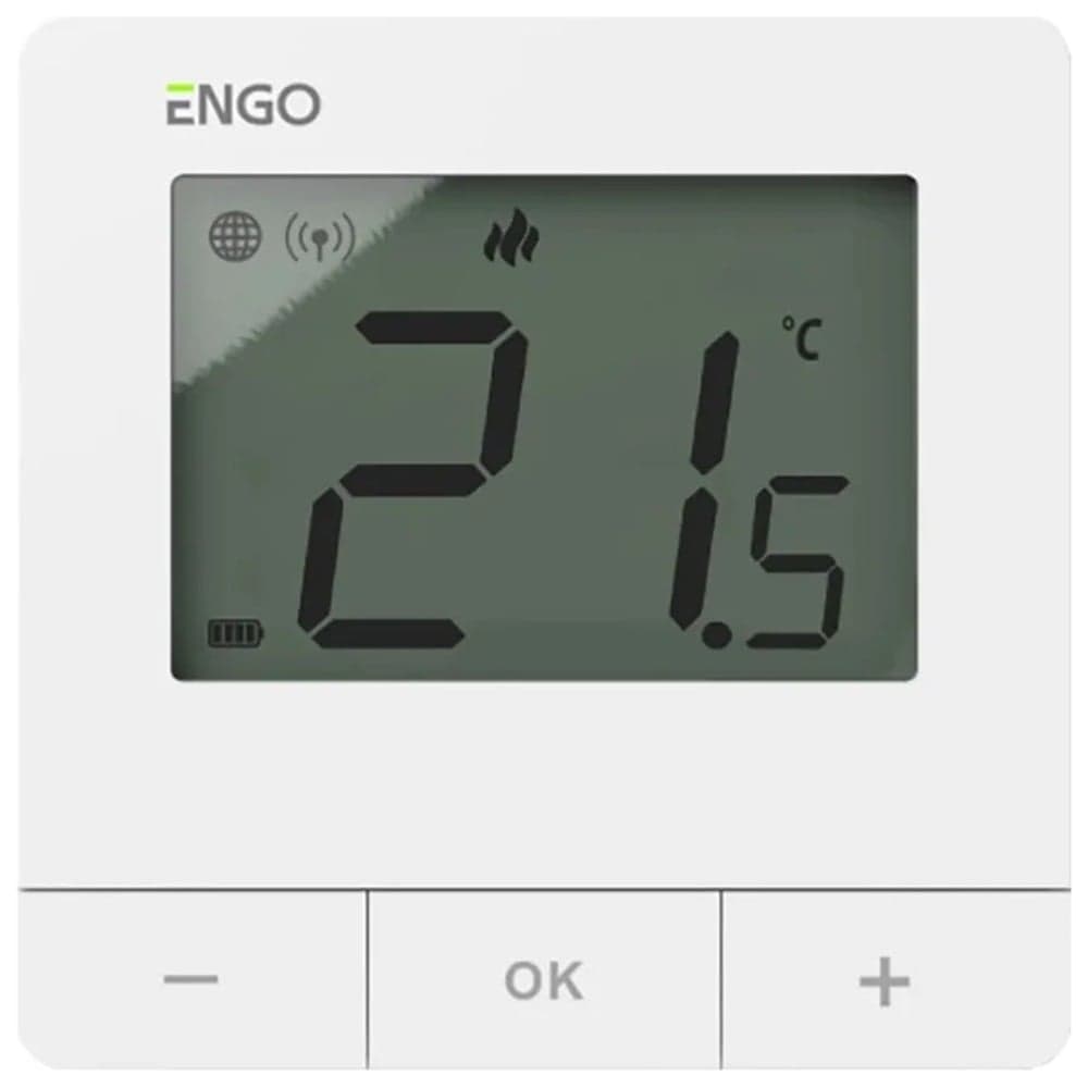 Терморегулятор ENGO controls накладной, используемый для управления напольным и радиаторным отоплением, цвет-белый E25-BATW