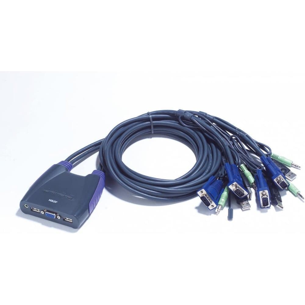 Коммутатор ATEN 4-портовый, USB, VGA, аудио, кабельный, 0.9м,1.2м CS64US-AT