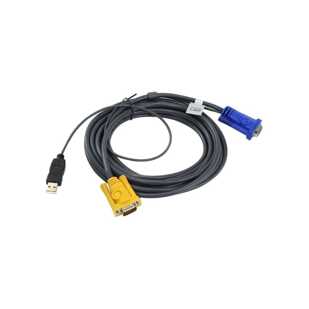 Кабель ATEN монитор+клавиатура+мышь USB, SPHD15= HD DB15+USB A-Тип, Male-2xMale, 8+4 проводов, опрессованный, 6 м, черный 2L-5206UP