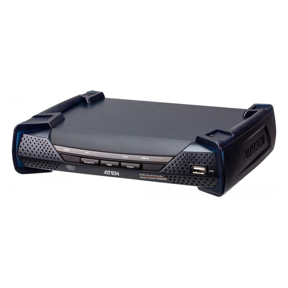Удлинитель-приемник ATEN KVM USB 2xDVI-I+AUDIO+RS232, 100м. UTP/10км. SM точка-точка/неогранич. в пределах LAN, 1xUTP/2xОптич.волокна S KE6940AR-AX-G