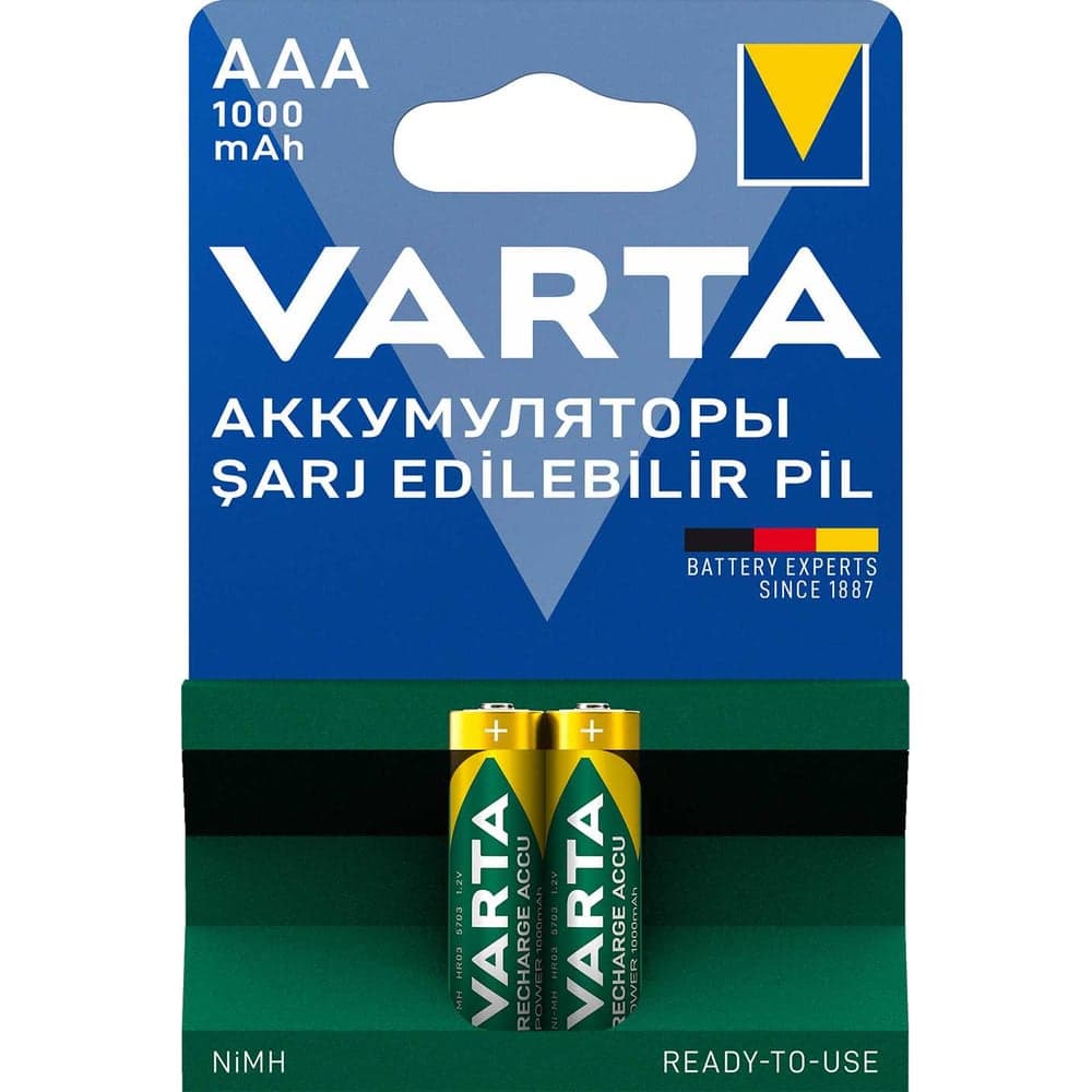Аккумуляторы Varta Recharge Accu Power AAA 1000mAh BL2 05703301402 RPL00341