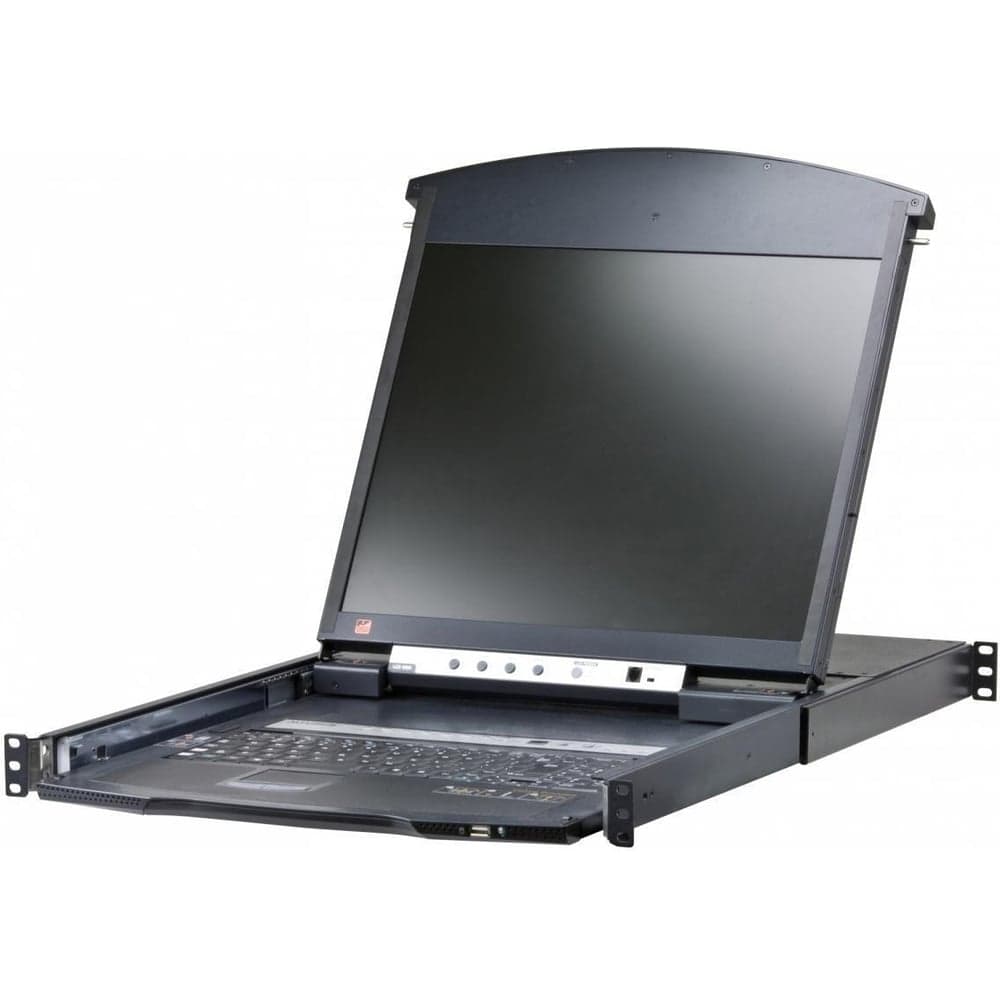 Переключатель KVM ATEN switch, 1 local user PS2/USB/VGA конс.LCD 17+32 IP user= 8 cpu/порт/port (PS2/USB/Sun+VGA)/RS232, без модуле KL1508AIM-AXA-RG