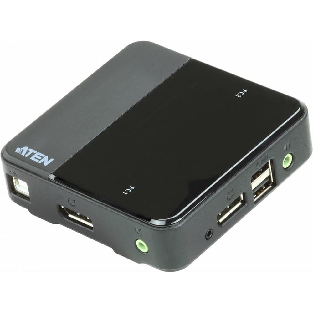 Переключатель KVM ATEN switch, электронный, DisplayPort+KBD+MOUSE+AUDIO, 1 2 компьютера/блока/порта/port USB, со шнурами USB/AUDIO 2x1.8м CS782DP-AT