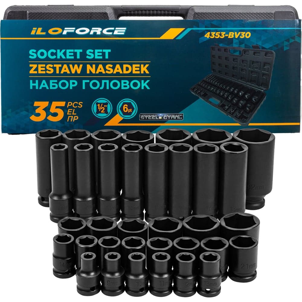 Головки iLOFORCE 1/2, набор 35 предметов (6гр.) IF-4353-BV30(66577)