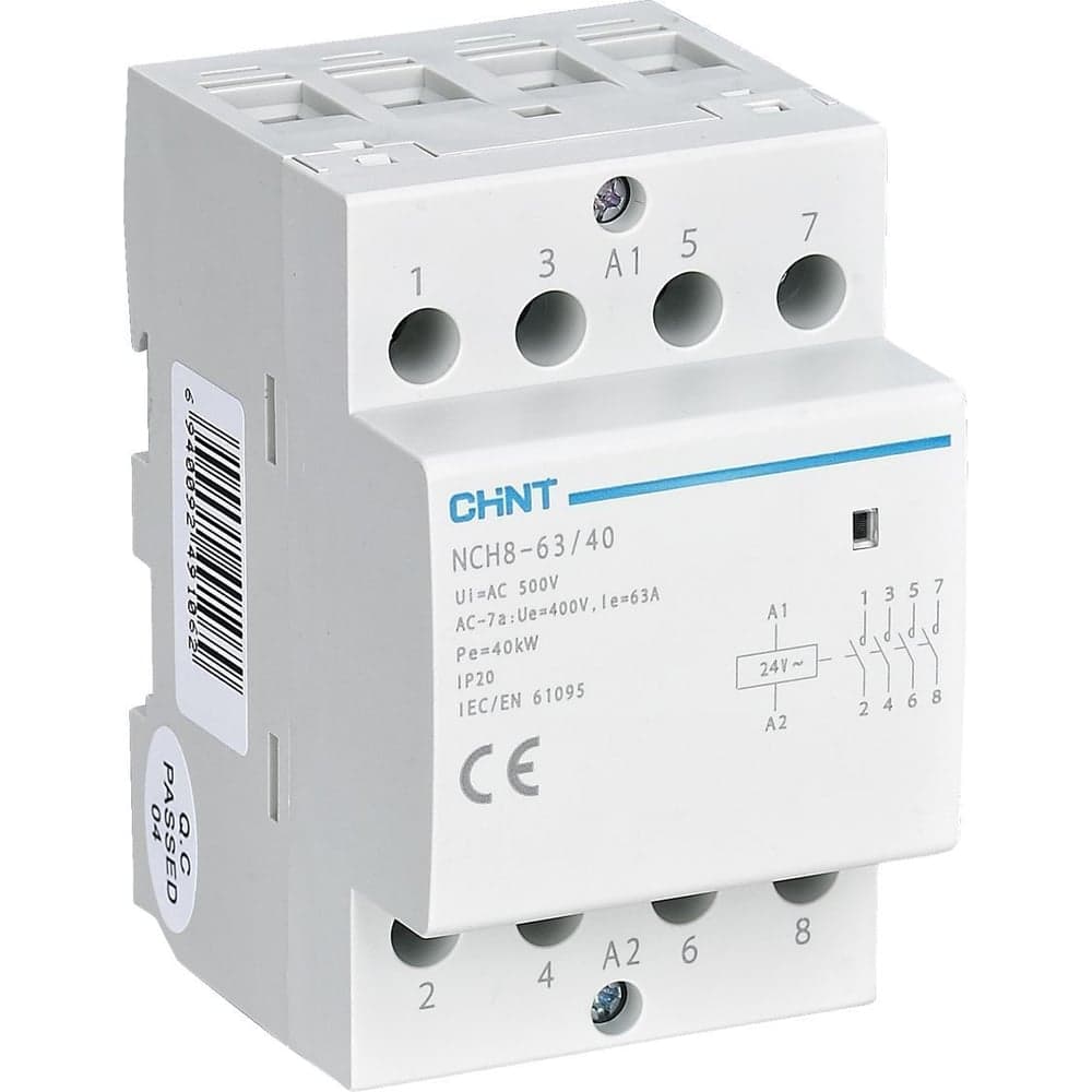 Контактор CHINT модульный NCH8-63/40 63А 4НО AC24В, 50Гц (R) 256100
