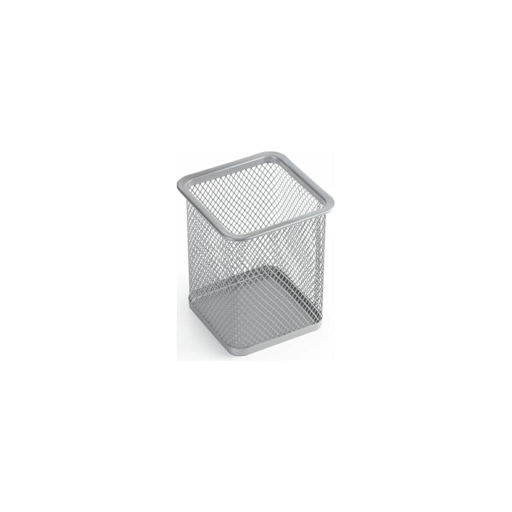 Подставка-органайзер BRAUBERG Germanium металлическая, квадратное основание, 98x80x80 мм, серебристая 231939