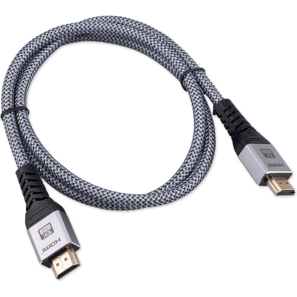 Кабель HDMI Cablexpert 19M/19M, v2.2, 16K, медь, тройной экран, нейлон, 1м, серый, коробка CCP-HDMI16K-1M