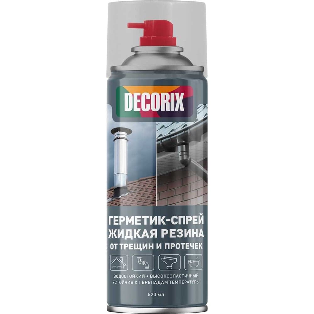 Герметик-спрей жидкая резина от трещин и протечек высокоэластичный Decorix 520 мл, полупрозрачный 0126-04 DX