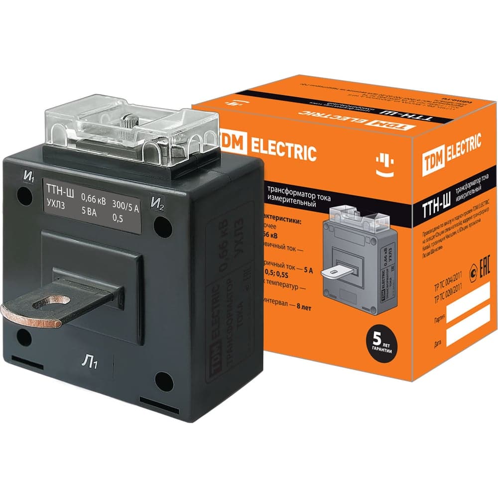 Трансформатор тока TDM ELECTRIC ТТН-Ш 300/5- 5VA/0,5-Р SQ1101-1018